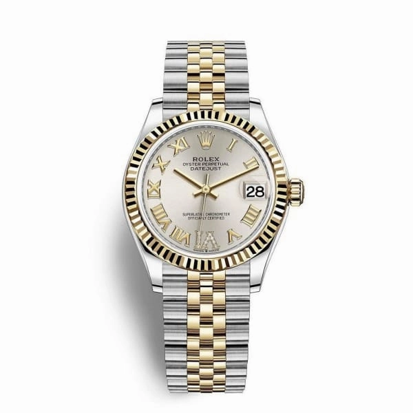 2024 Never Worn Rolex Datejust 31mm - Ref: 278273-0004 - Silver Roman Diamond Dial, Two Tone Stainless Steel & 18K Yellow Gold Jubilee Bracelet Women's Watch