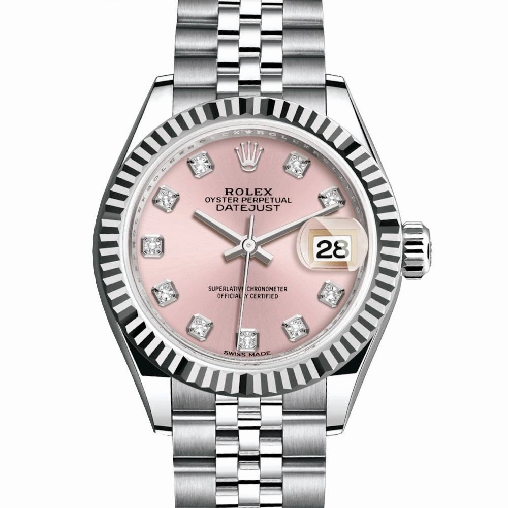 2024 Rolex Lady-Datejust 28mm - Ref: 279174-0003 - Pink Diamond Dial, Stainless Steel Jubilee Bracelet Women's Watch