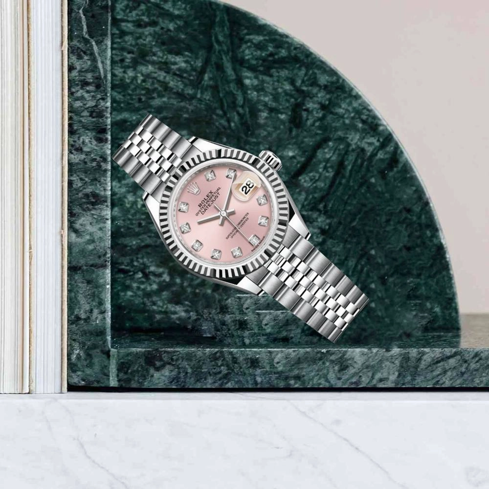 2024 Rolex Lady-Datejust 28mm - Ref: 279174-0003 - Pink Diamond Dial, Stainless Steel Jubilee Bracelet Women's Watch