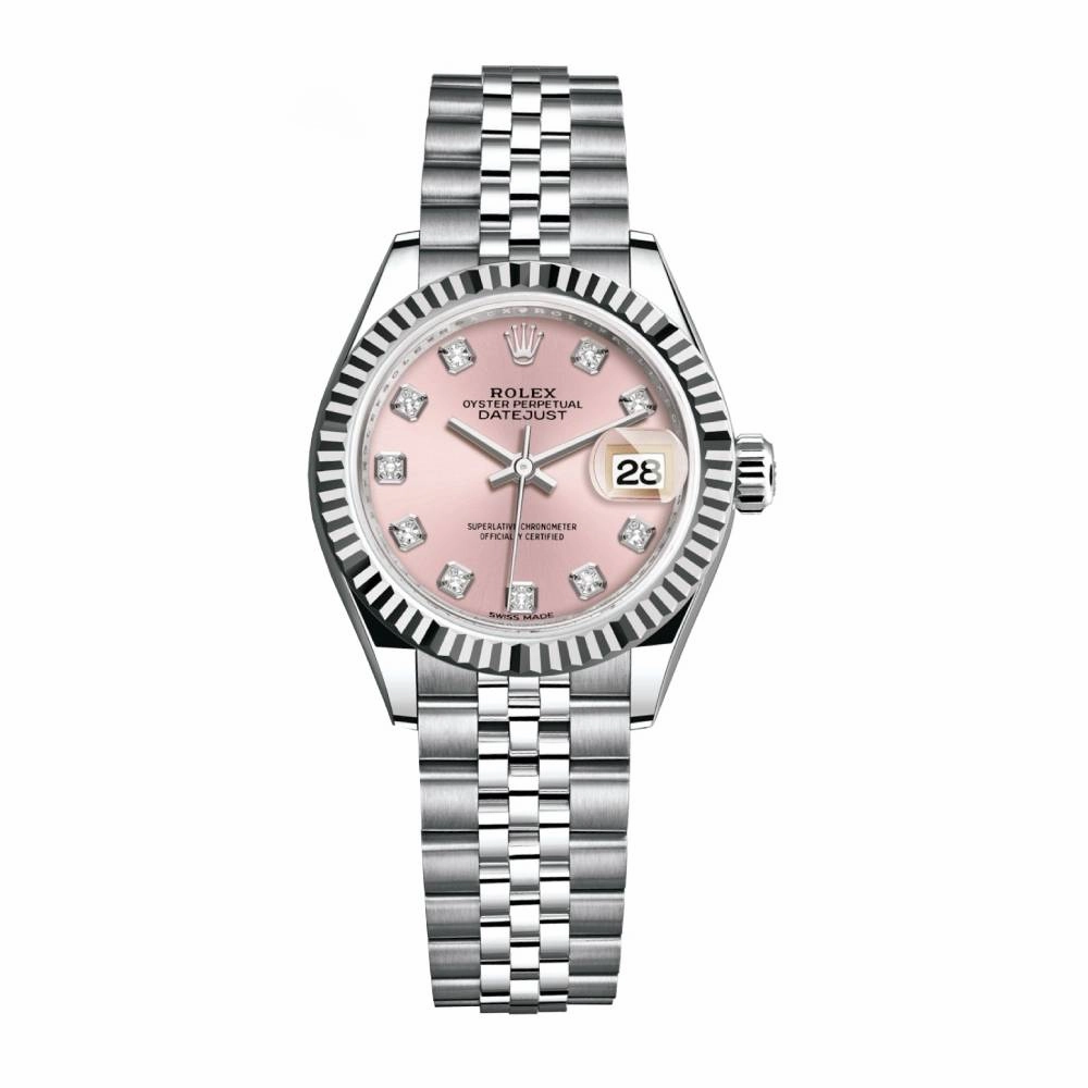 2024 Rolex Lady-Datejust 28mm - Ref: 279174-0003 - Pink Diamond Dial, Stainless Steel Jubilee Bracelet Women's Watch