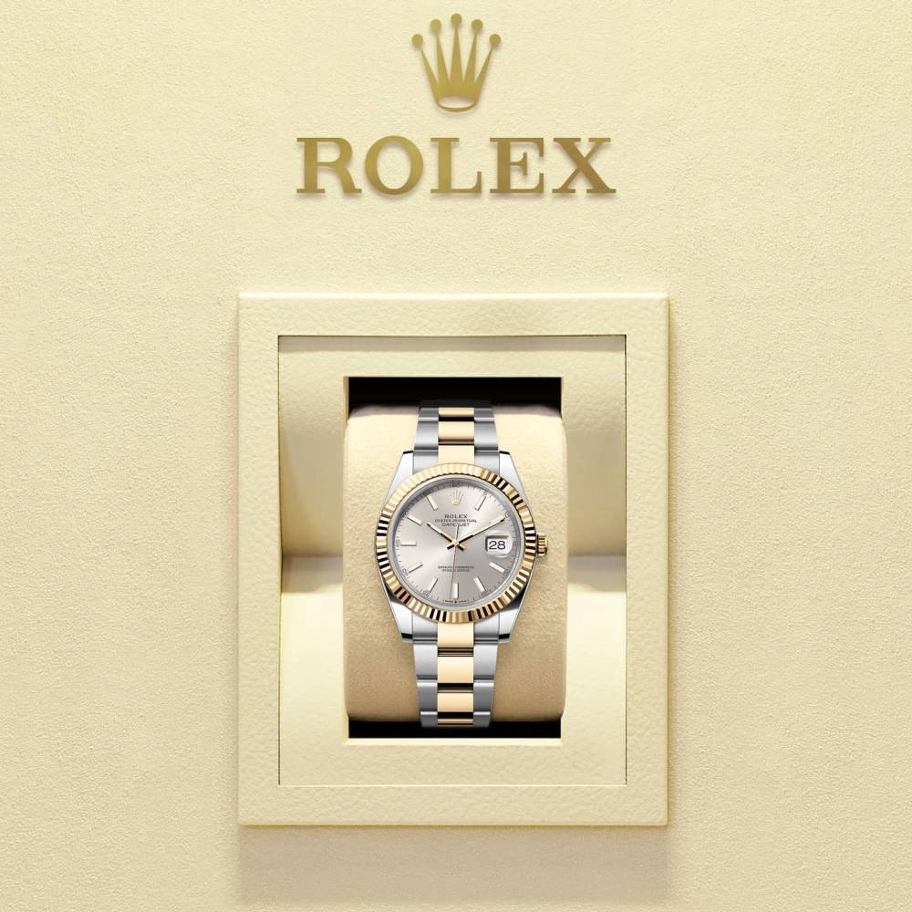 2025 Unworn Rolex Datejust 41mm - Ref: 126333-0001 - Silver Diamond Dial, Two Tone Stainless Steel & 18K Yellow Gold Oyster Bracelet Men's Watch