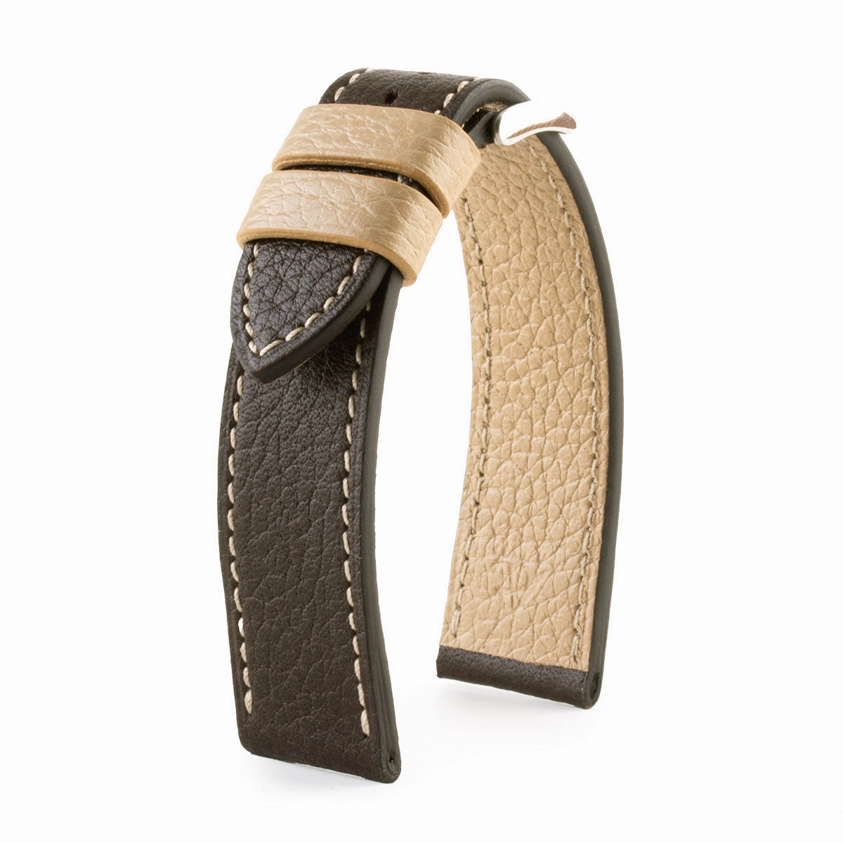 "Holi" leather watch band - Buffalo (black, blue, kaki, brown, pink)