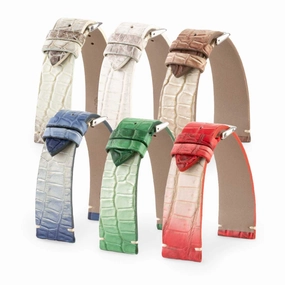 "Retro Himalaya" leather watch band - Alligator (grey, blue, green, brown, red)