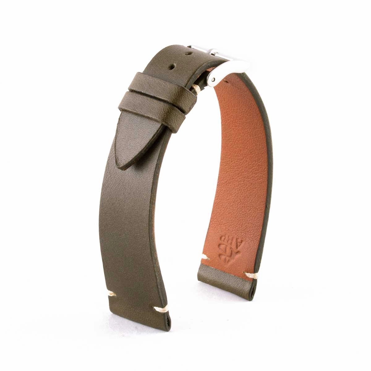 "Retro" watch band - Premium quality barenia type calf leather strap (black, brown, kaki, red, green)