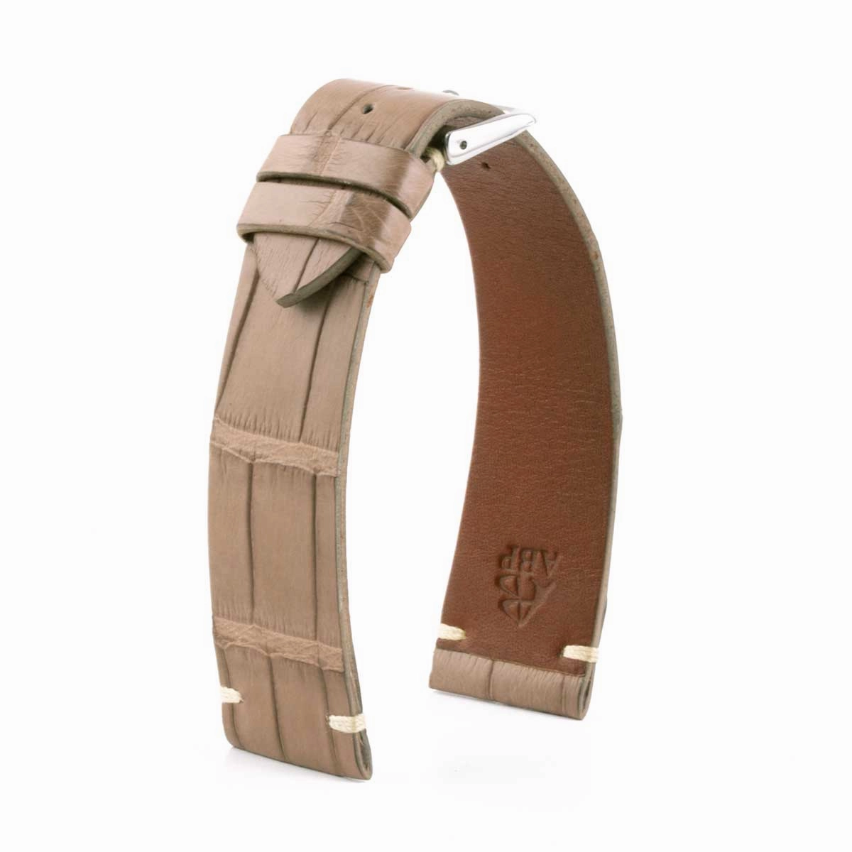 "Retro" watchband - Matt alligator leather strap (black, brown, grey, blue, white, burgundy, beige...)