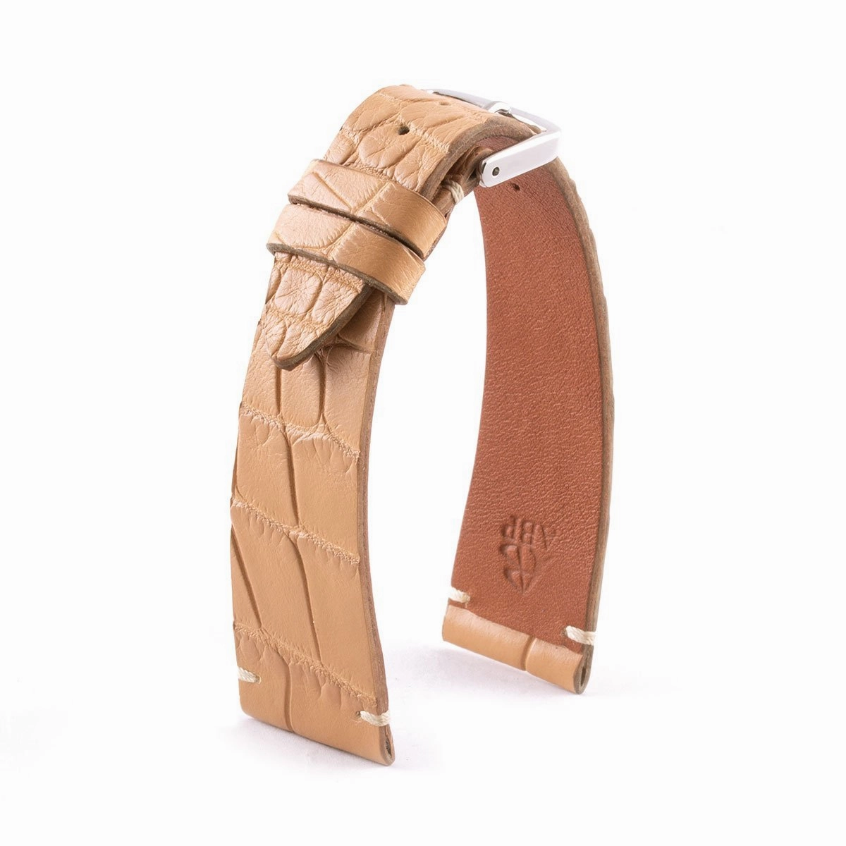 "Retro" watchband - Matt alligator leather strap (black, brown, grey, blue, white, burgundy, beige...)