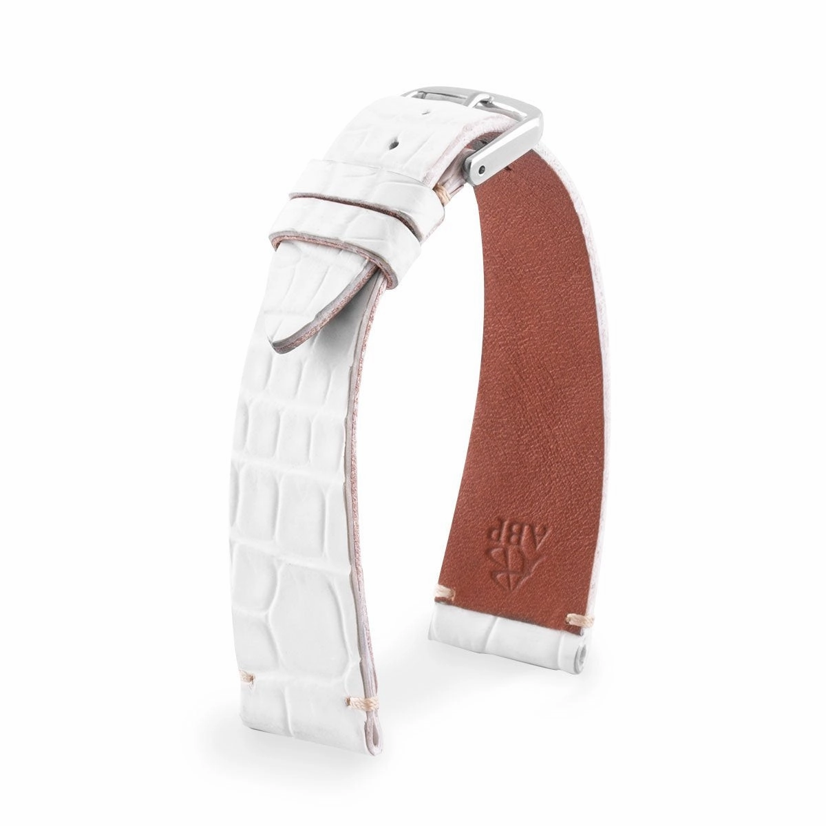 "Retro" watchband - Matt alligator leather strap (black, brown, grey, blue, white, burgundy, beige...)