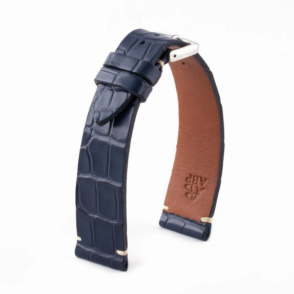 "Retro" watchband - Matt alligator leather strap (black, brown, grey, blue, white, burgundy, beige...)