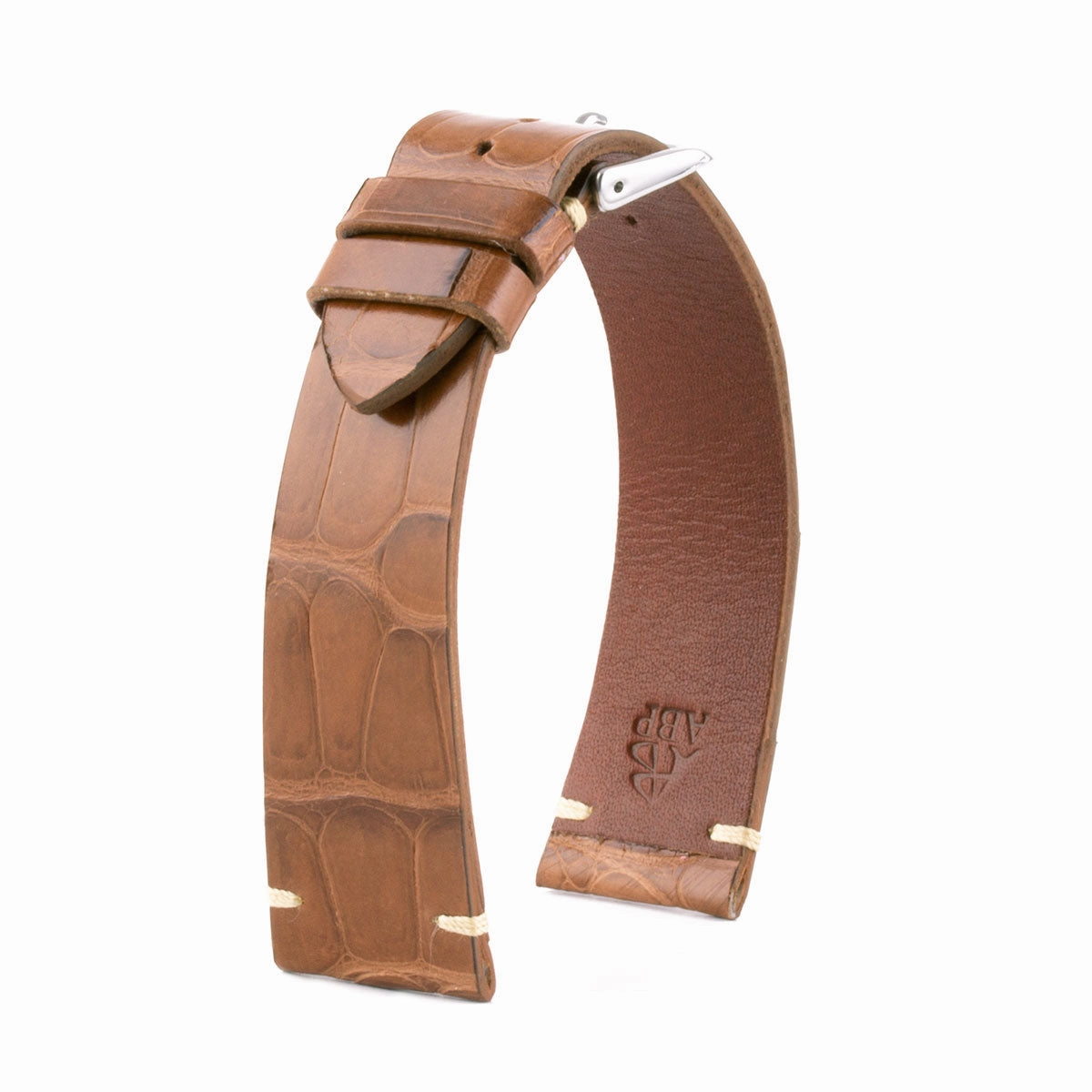 "Retro" watchband - Matt alligator leather strap (black, brown, grey, blue, white, burgundy, beige...)