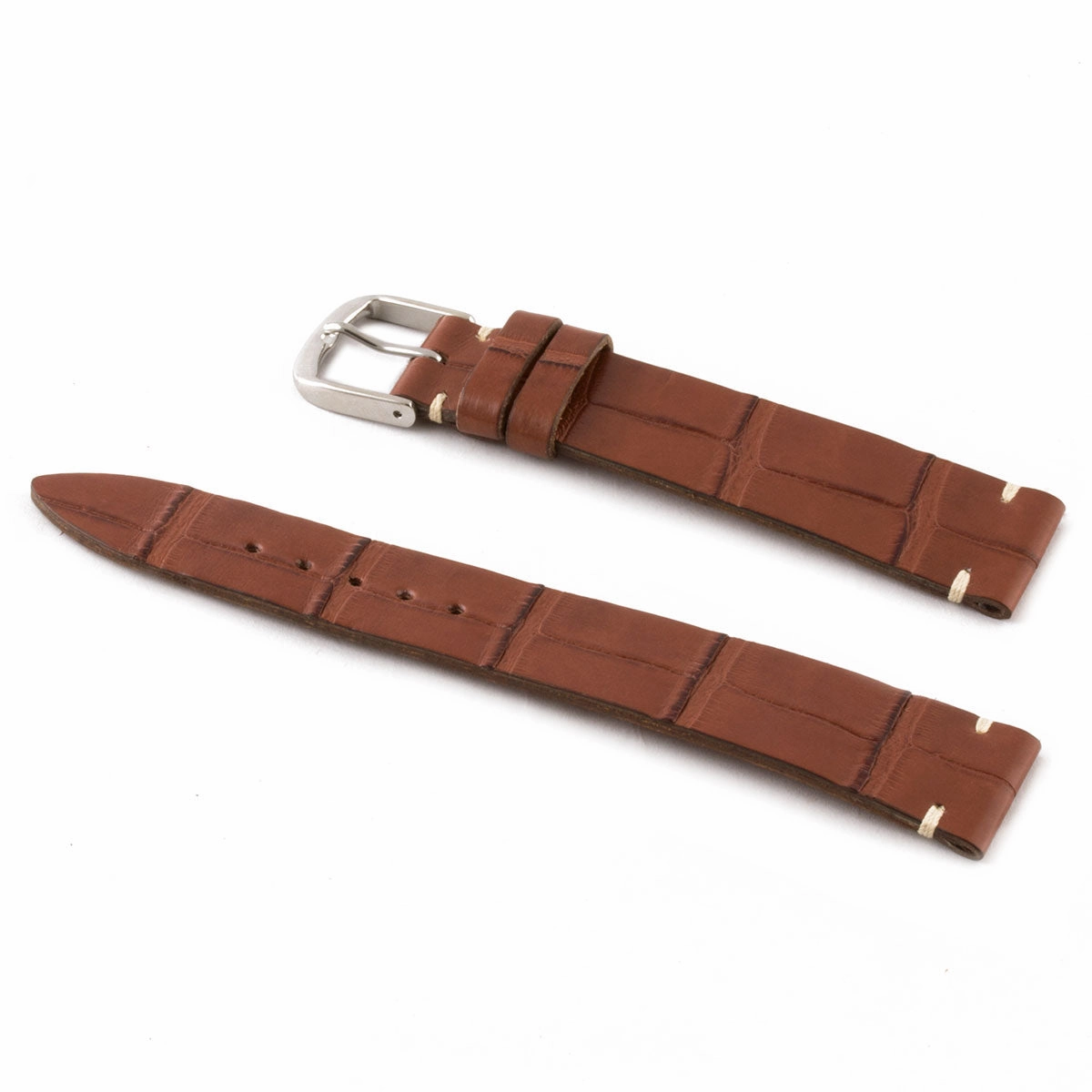 "Retro" watchband - Matt alligator leather strap (black, brown, grey, blue, white, burgundy, beige...)