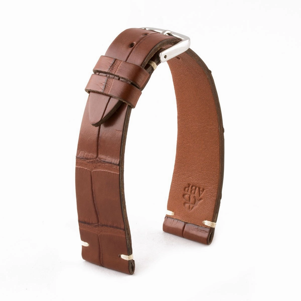 "Retro" watchband - Matt alligator leather strap (black, brown, grey, blue, white, burgundy, beige...)