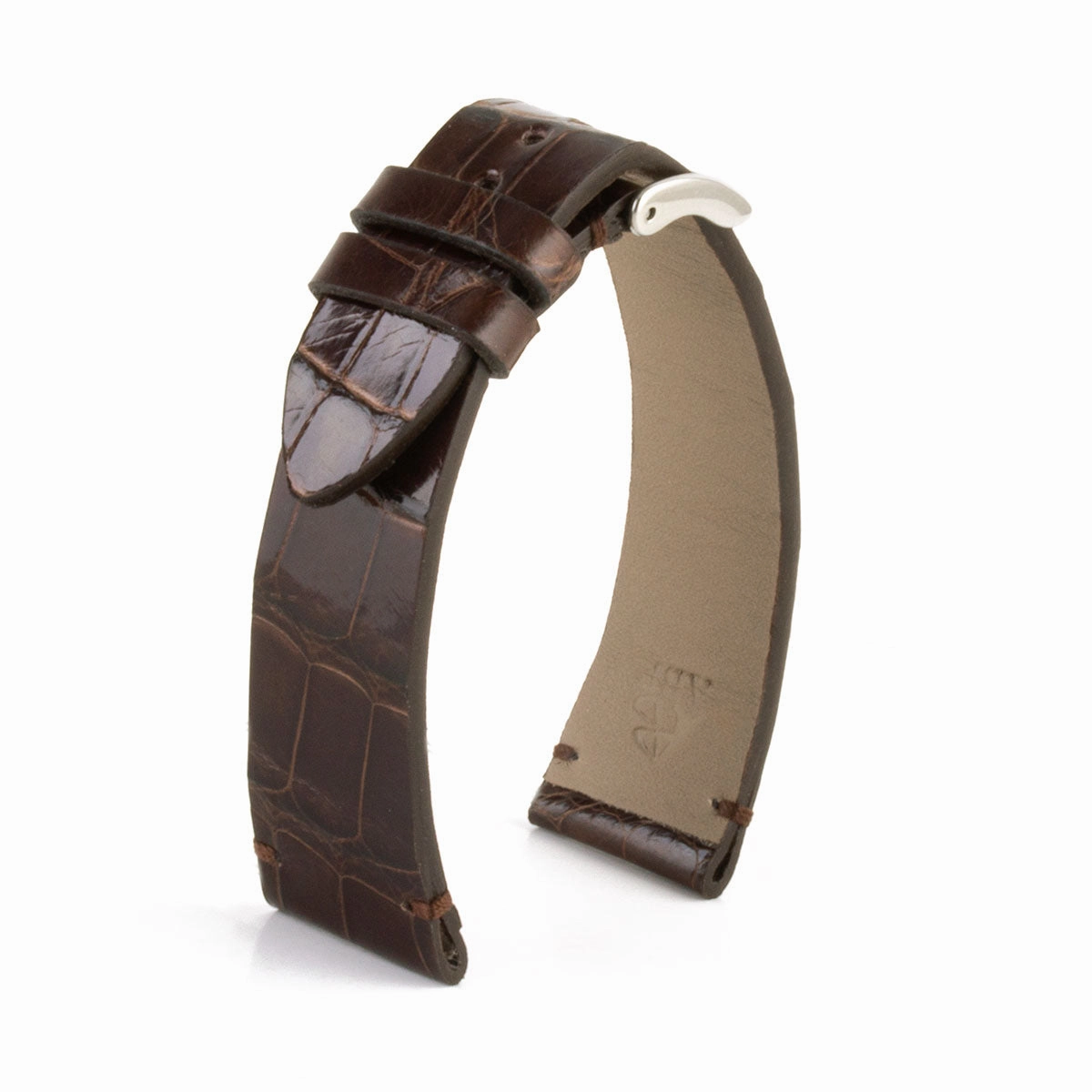"Retro" watchband - Shiny alligator leather strap (black, blue, green, brown, burgundy, red, orange)