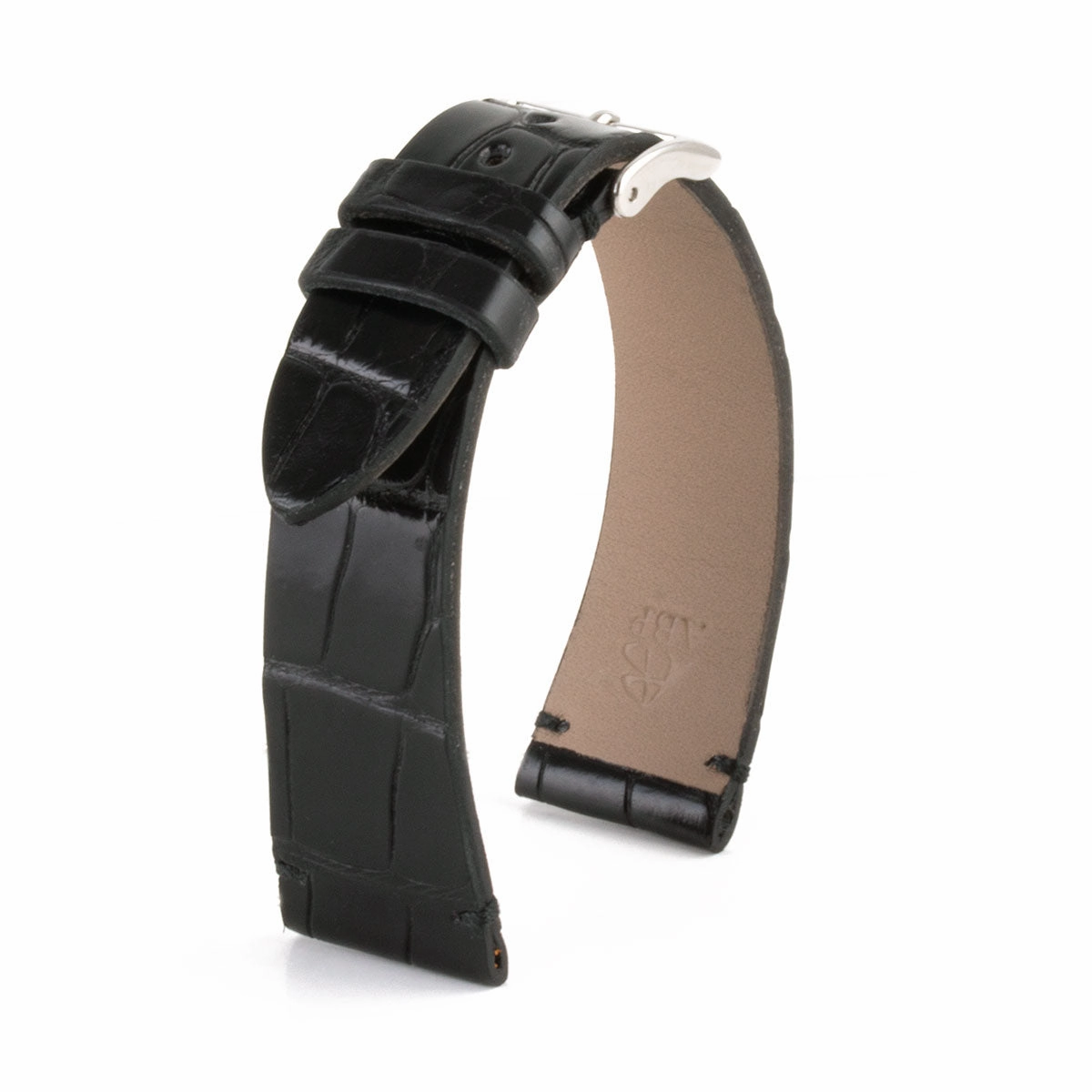"Retro" watchband - Shiny alligator leather strap (black, blue, green, brown, burgundy, red, orange)