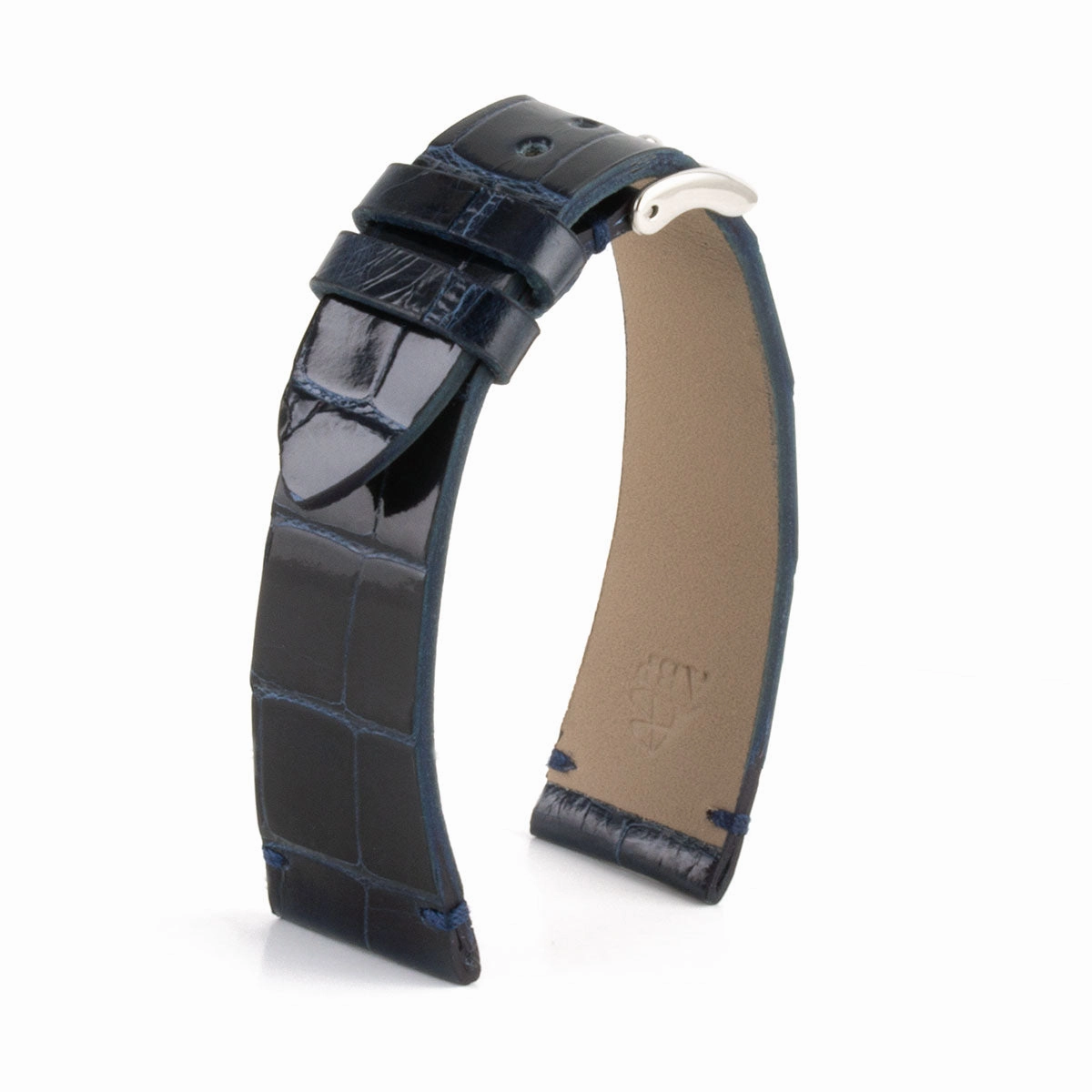"Retro" watchband - Shiny alligator leather strap (black, blue, green, brown, burgundy, red, orange)