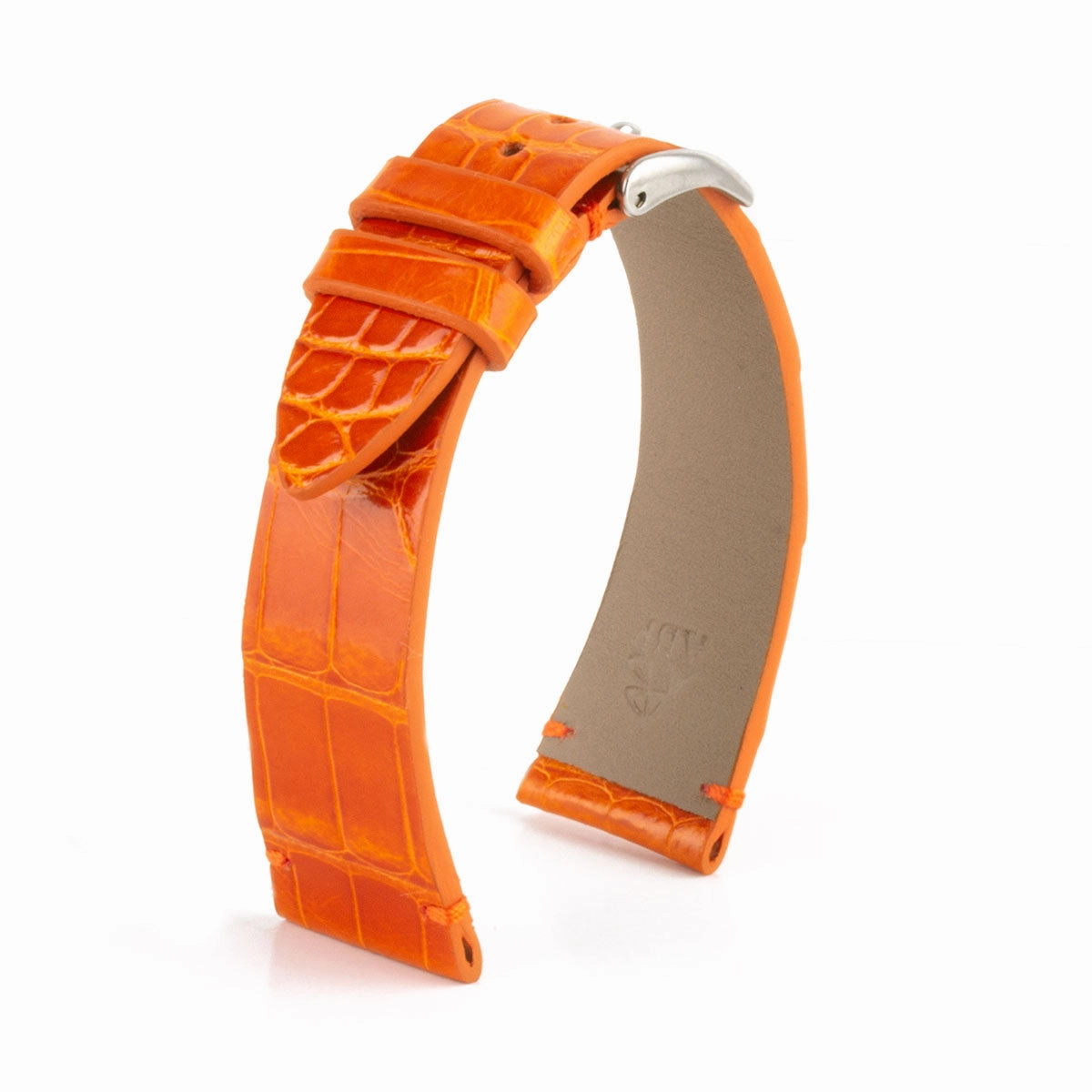 "Retro" watchband - Shiny alligator leather strap (black, blue, green, brown, burgundy, red, orange)