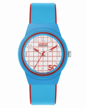 A-Watch? | 35.5mm, Light Blue with Red