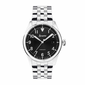 Accurist Aviation Mens Watch 76000 Stainless Steel with Black Dial