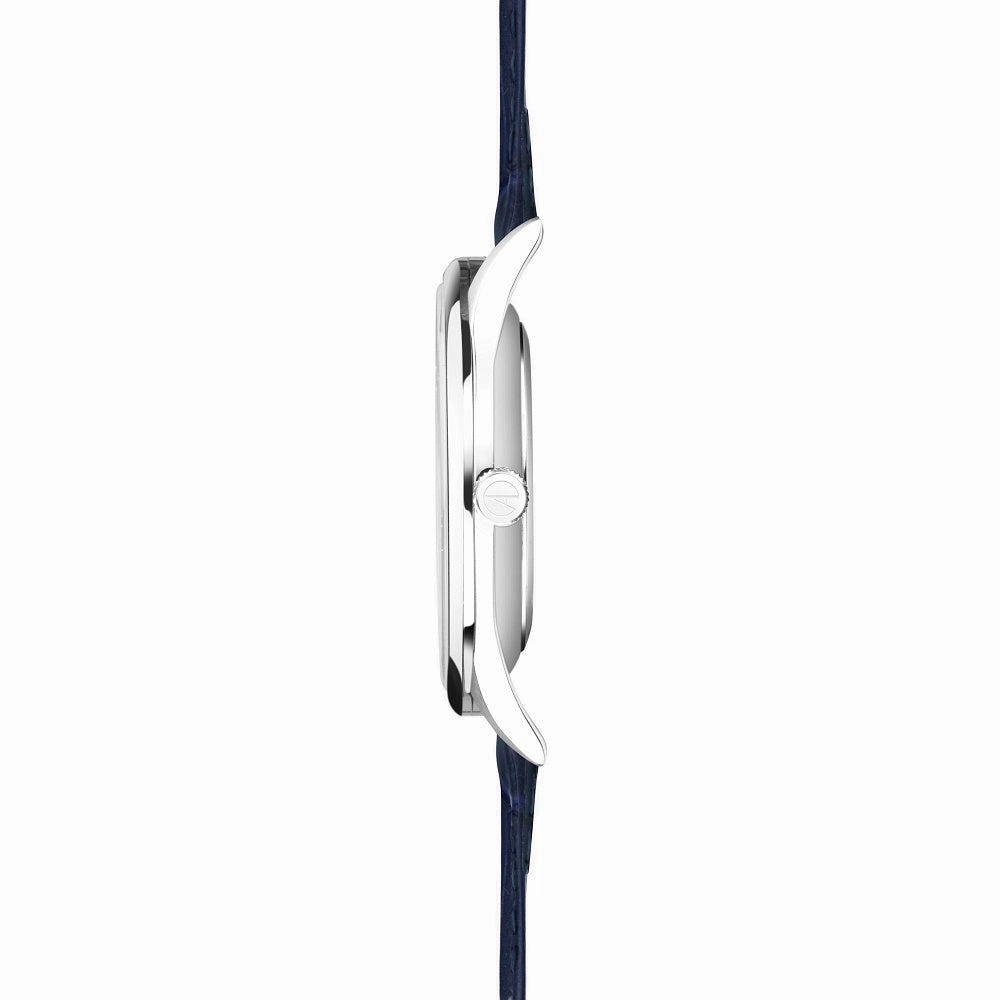 Accurist Classic Mens Blue Leather Strap Watch White Dial 73000