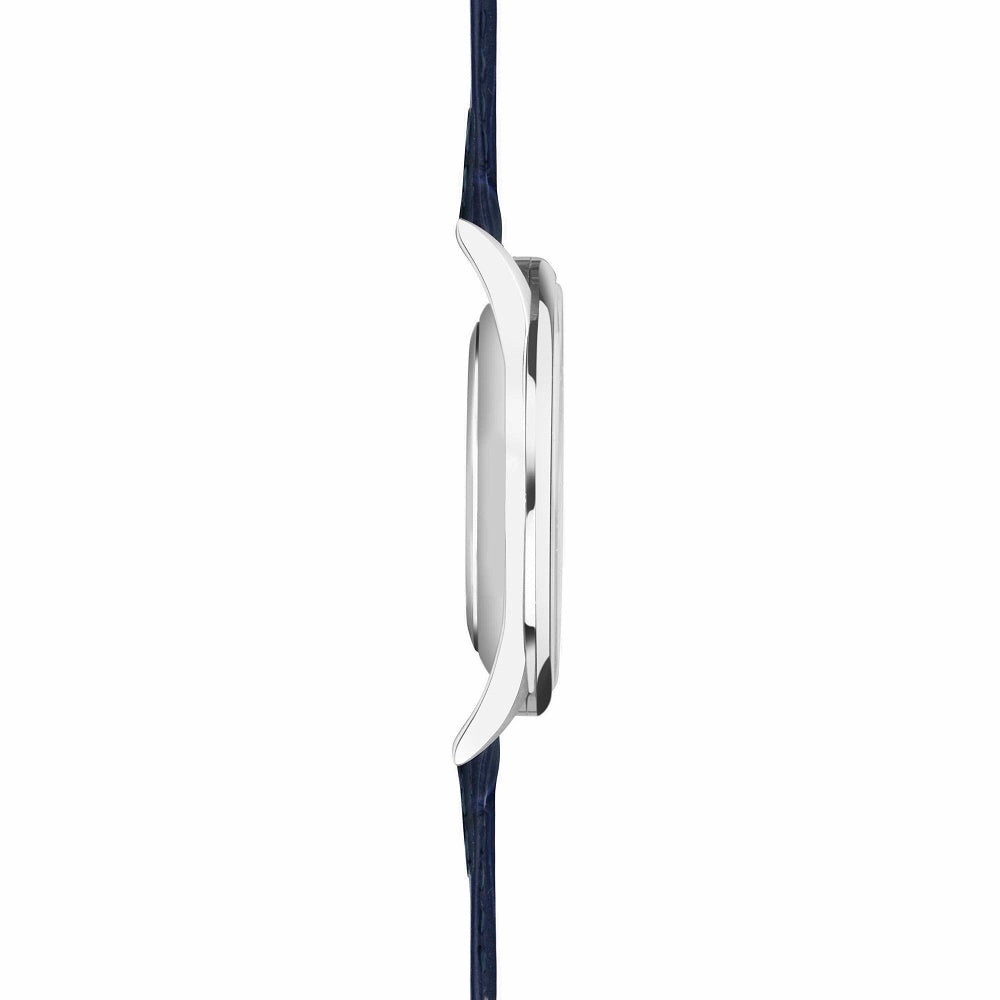 Accurist Classic Mens Blue Leather Strap Watch White Dial 73000