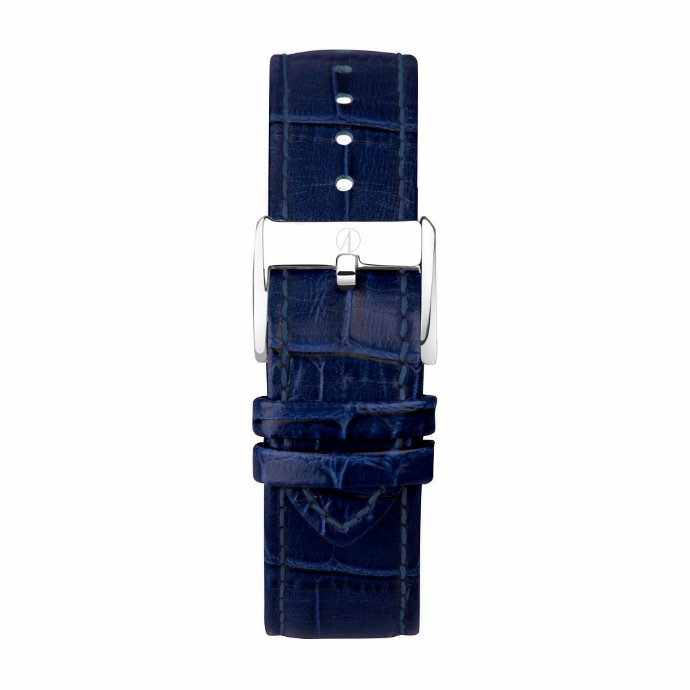 Accurist Classic Mens Blue Leather Strap Watch White Dial 73000