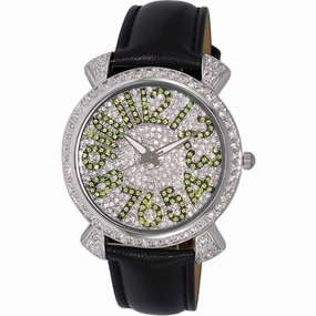 Adee Kaye Women's Watch - Flushy White and Silver Tone Dial Black Strap | AK2001-LGN