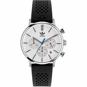 Adidas Men's Watch - Originals Chronograph White Dial Black Rubber Strap | AOSY22014