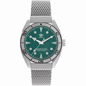 Adidas Men's Watch - Originals Quartz Green Dial Silver Steel Bracelet | AOFH22005