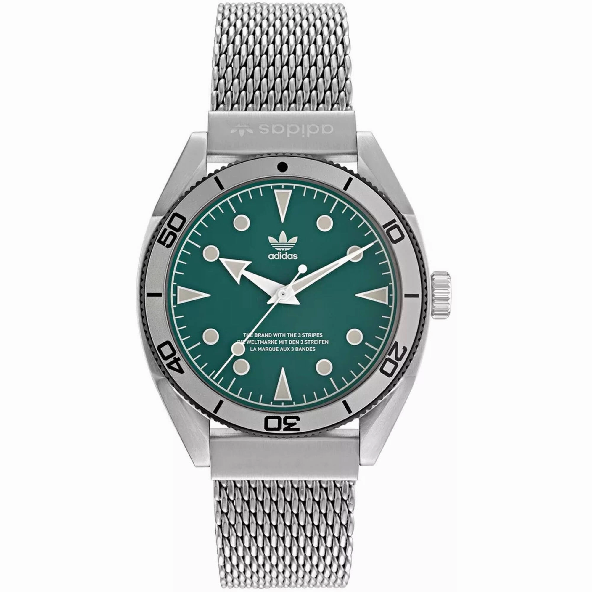 Adidas Men's Watch - Originals Quartz Green Dial Silver Steel Bracelet | AOFH22005