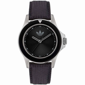 Adidas Men's Watch - Originals Quartz Silver Tone Case Black Fabric Strap | AOFH23016