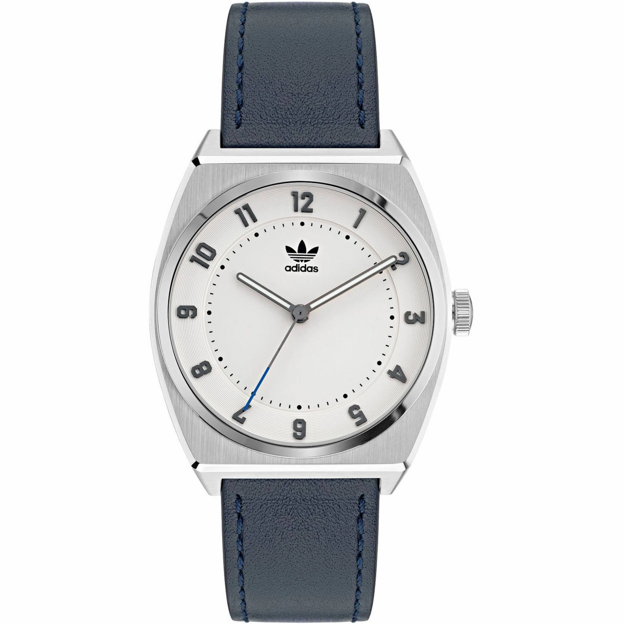 Adidas Men's Watch - Originals Quartz White Dial Navy Blue Leather Strap | AOSY22030