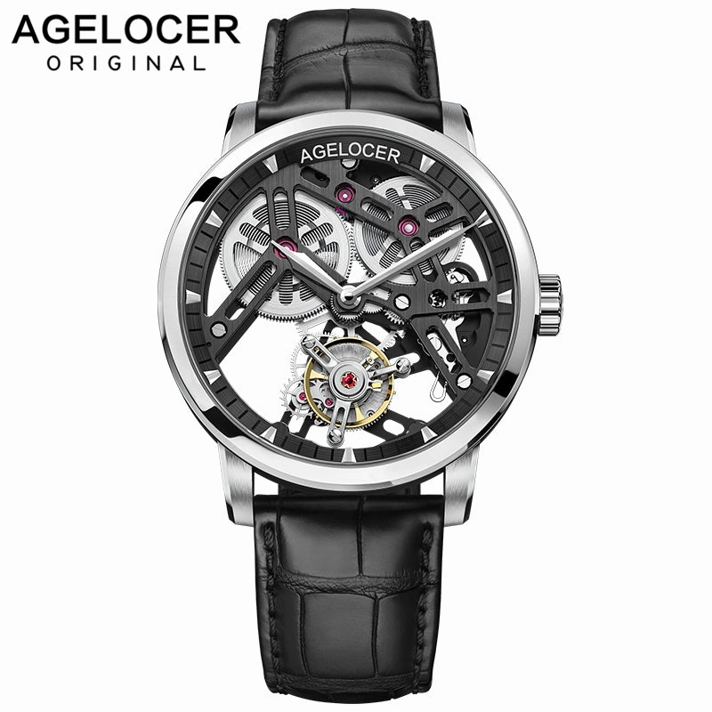 AGELOCER New Swiss Original Tourbillon Watch Men Power Reserve 80 Top Brand Luxury Skeleton Sapphire Clock Men Relogio Masculino
