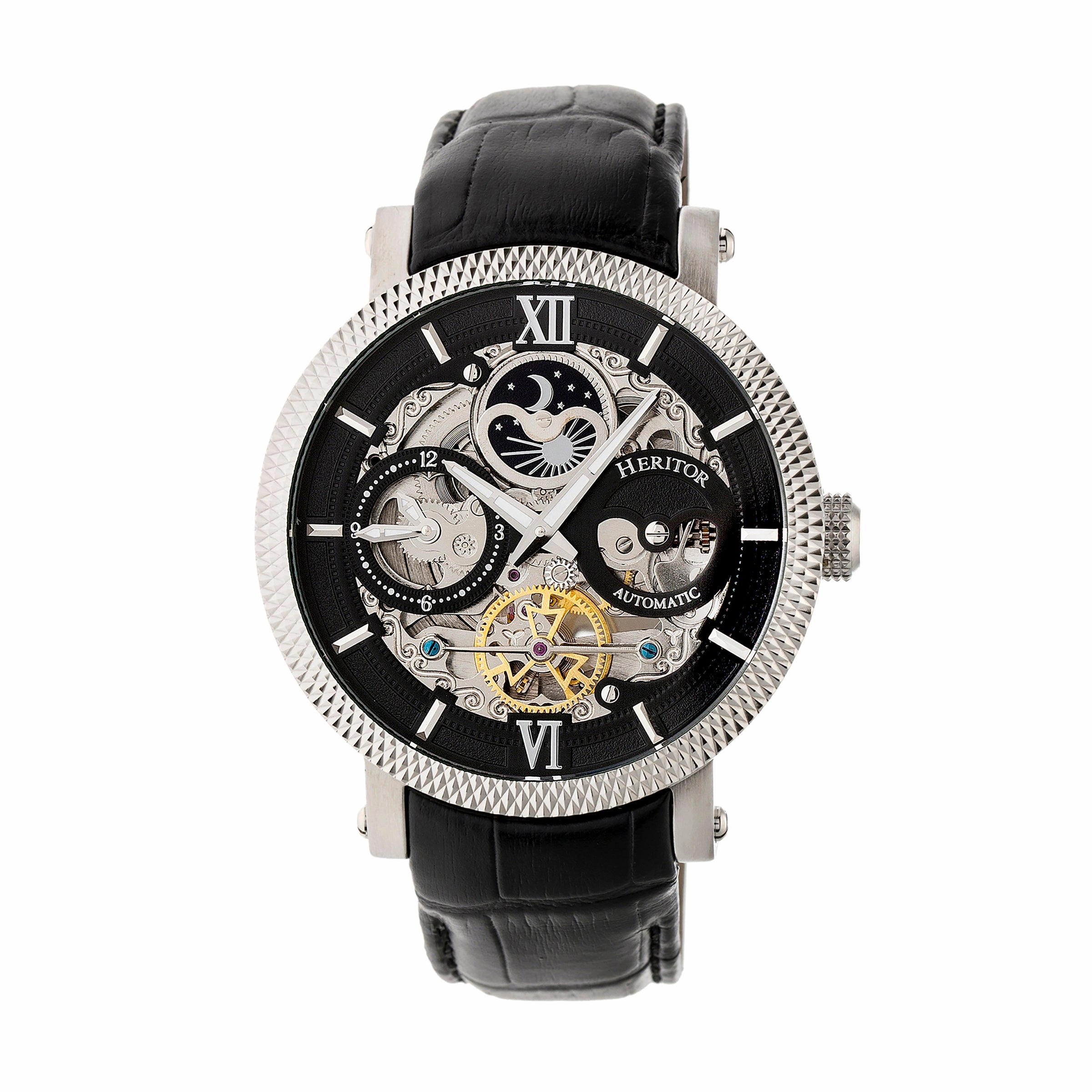 Aries Skeleton Leather-Band Watch
