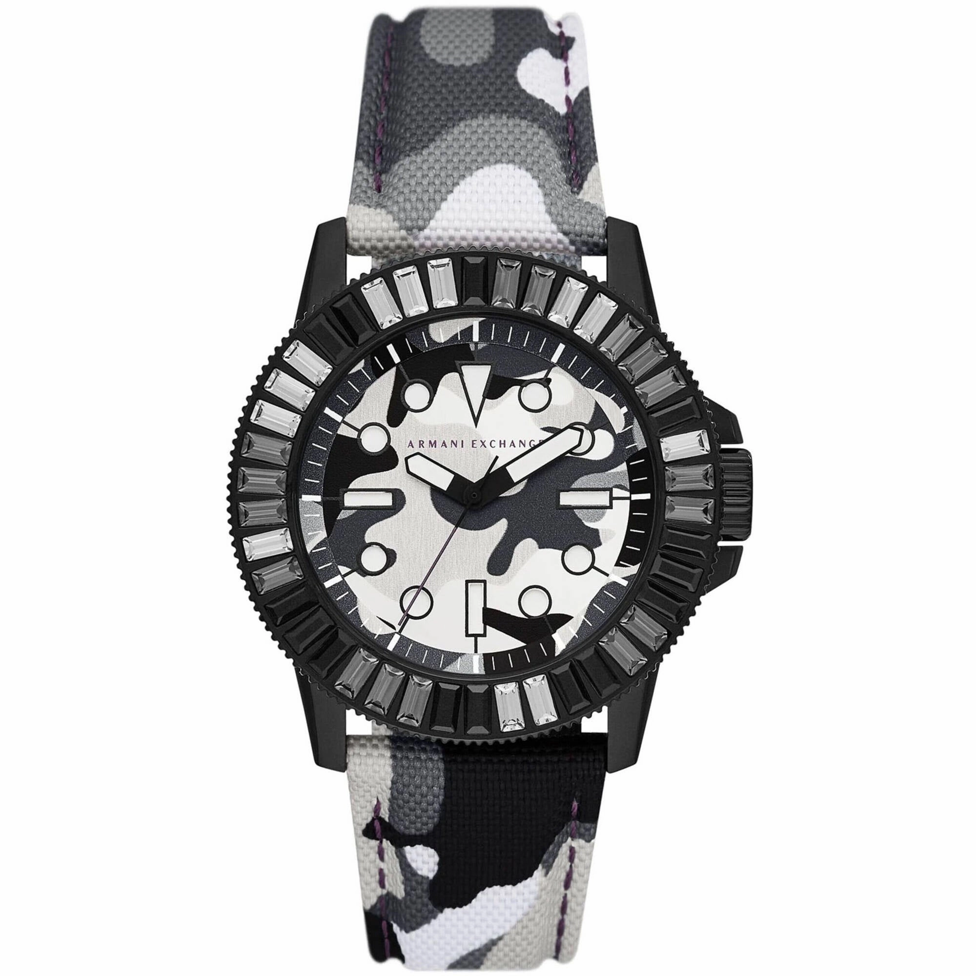 Armani Exchange Men's Watch - Classic Quartz Black and White Dial Strap | AX1856