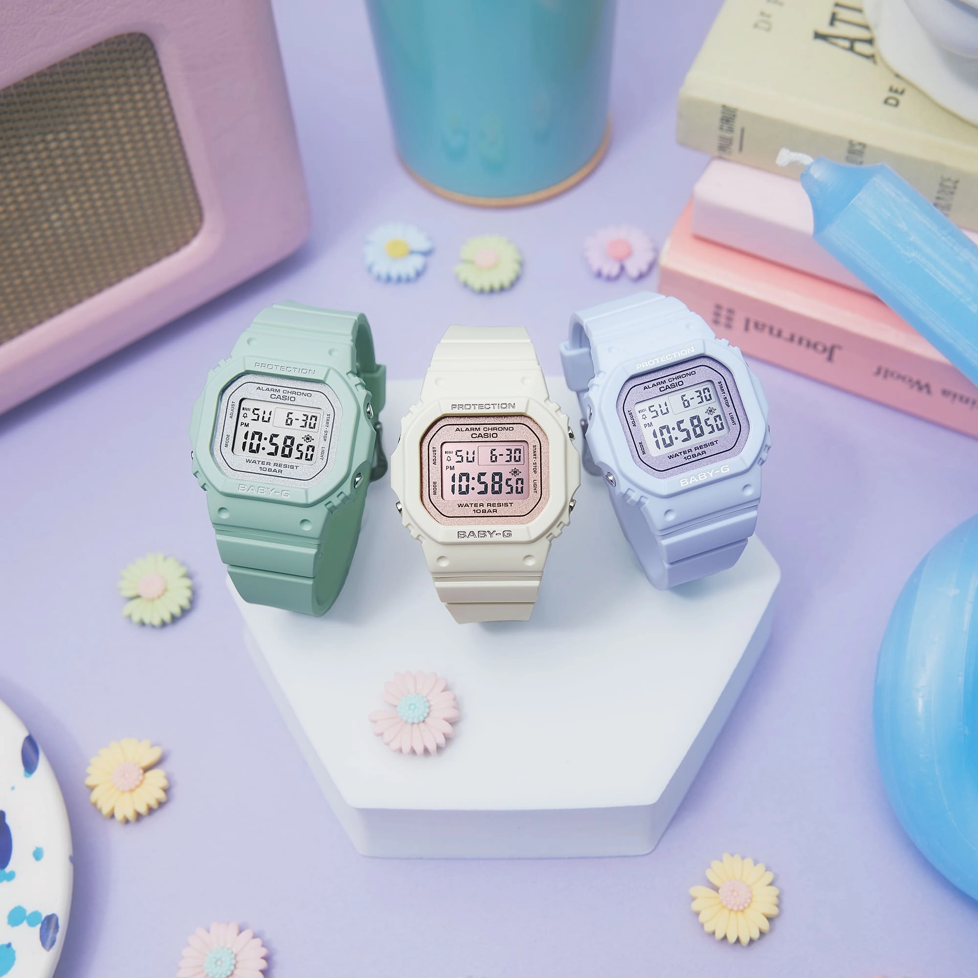 BABY-G Digital Spring Colours Blue Resin Band Watch BGD565SC-2D