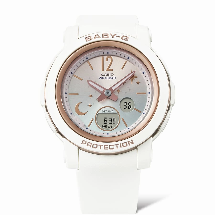 BABY-G DUO Moon and Stars White Resin Band Watch BGA290DS-7A