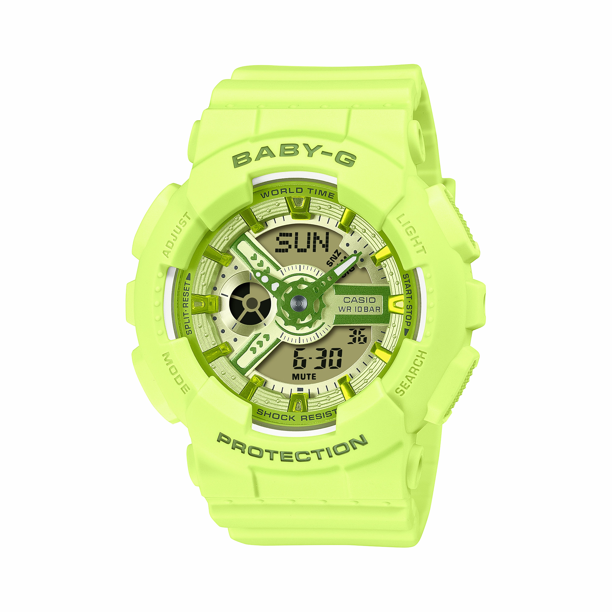 Baby-G Green Dial Green Resin Band Watch BA110YK-3A