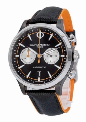 Baume & Mercier Capeland Automatic Chronograph Steel Leather Mens Watch M0A10451