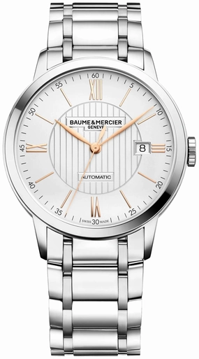Baume & Mercier Classima Automatic Stainless Steel Silver-Tone Dial Date Mens Watch MOA10374