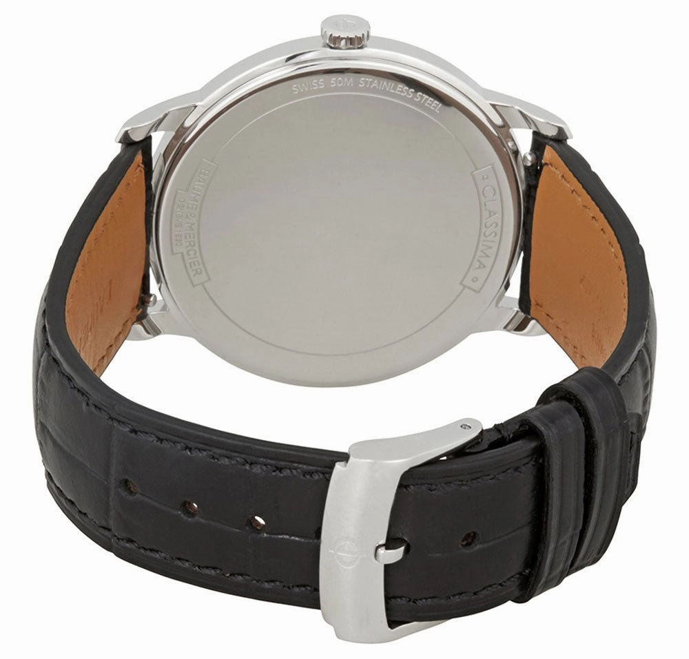 Baume & Mercier Classima White Dial Black Leather Strap Date Quartz Mens Watch M0A10414