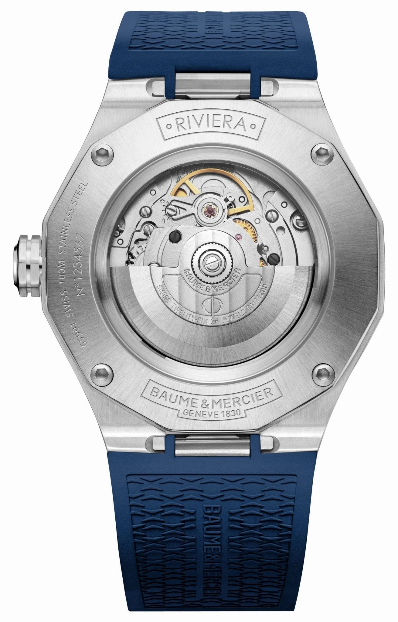 Baume & Mercier Riviera Automatic Stainless Steel Blue Dial Blue Rubber Strap Date Mens Watch M0A10619