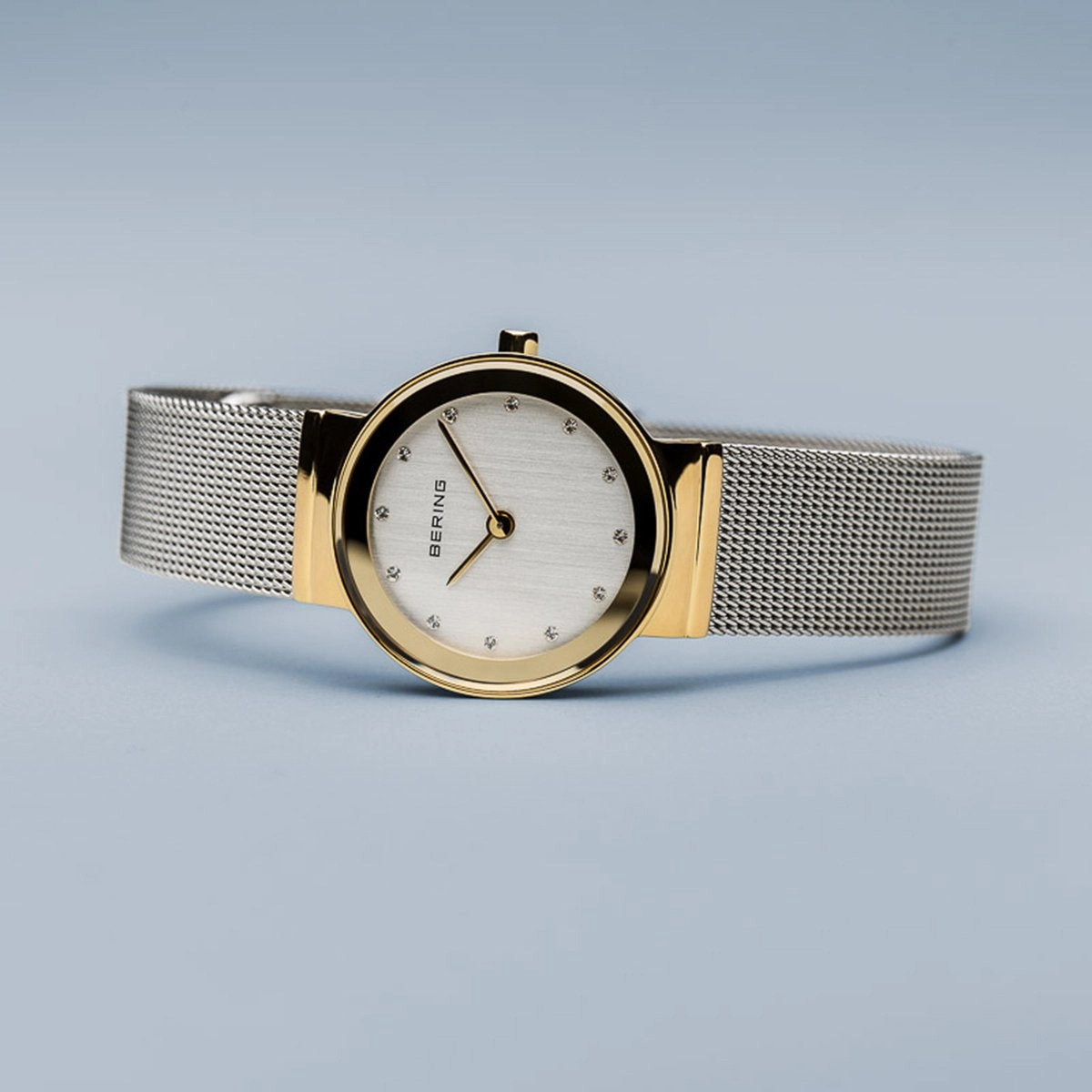 Bering Classic Polished Gold Silver Mesh Watch