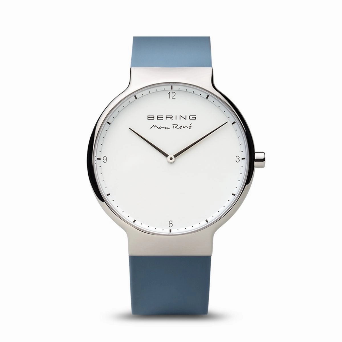 Bering Max Ren Polished Silver Blue Silicone Watch