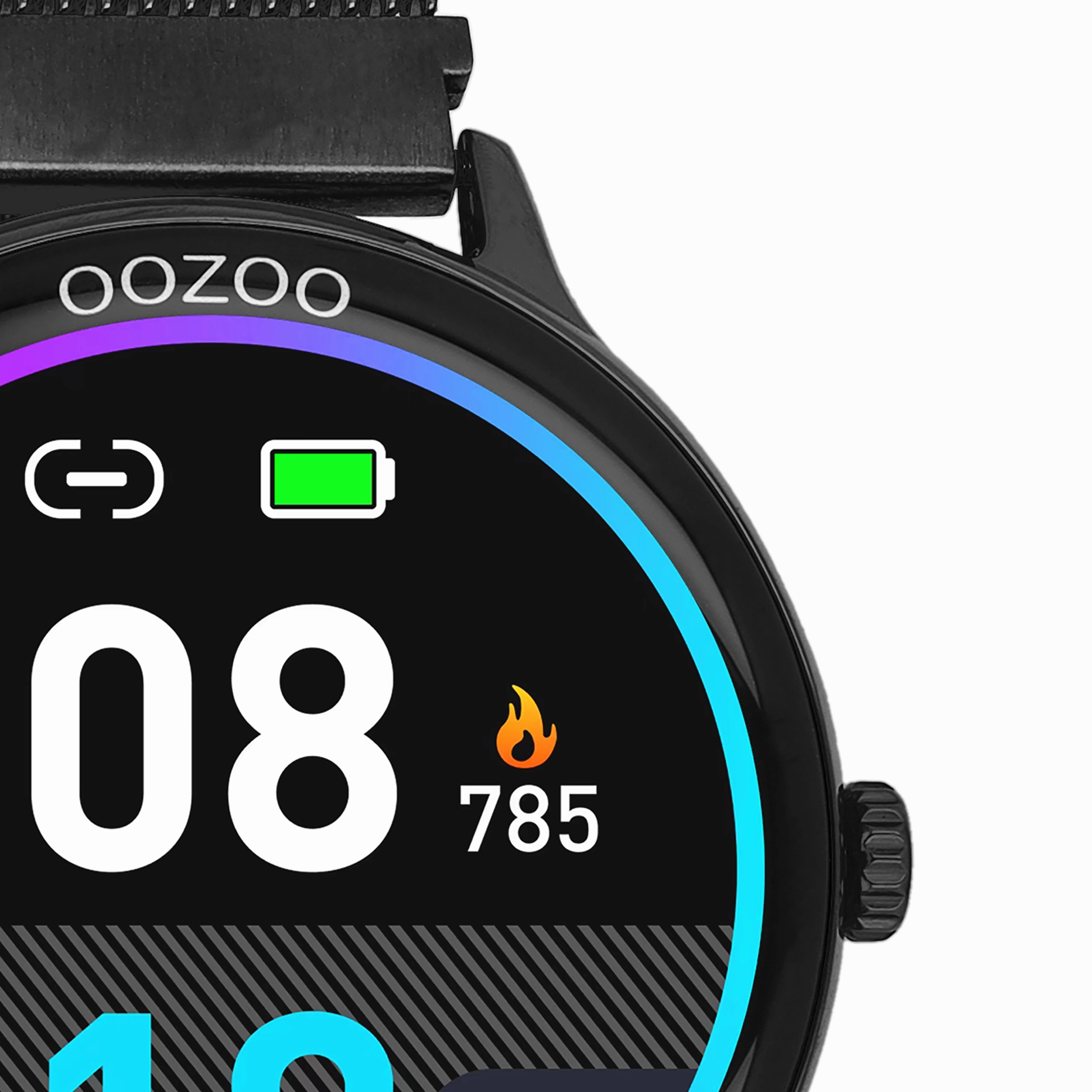 Black OOZOO smartwatch with black metal mesh bracelet - Q00139