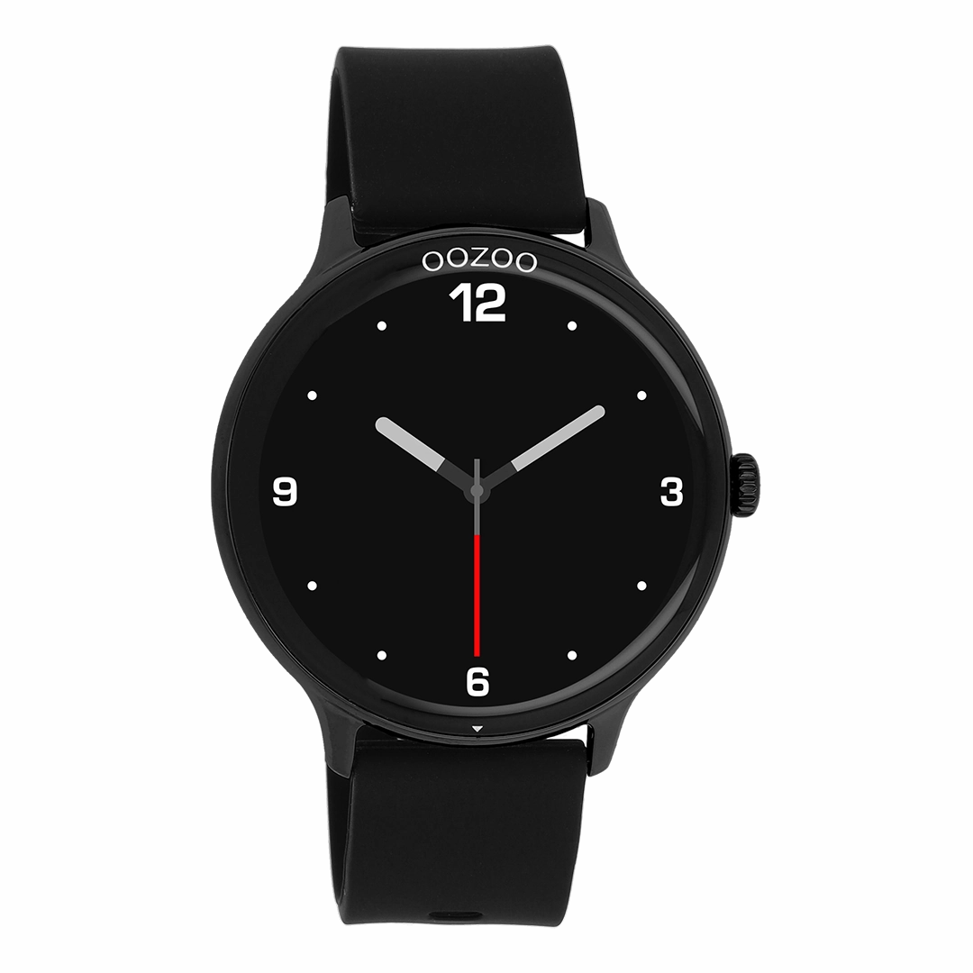 Black OOZOO smartwatch with black rubber strap - Q00134