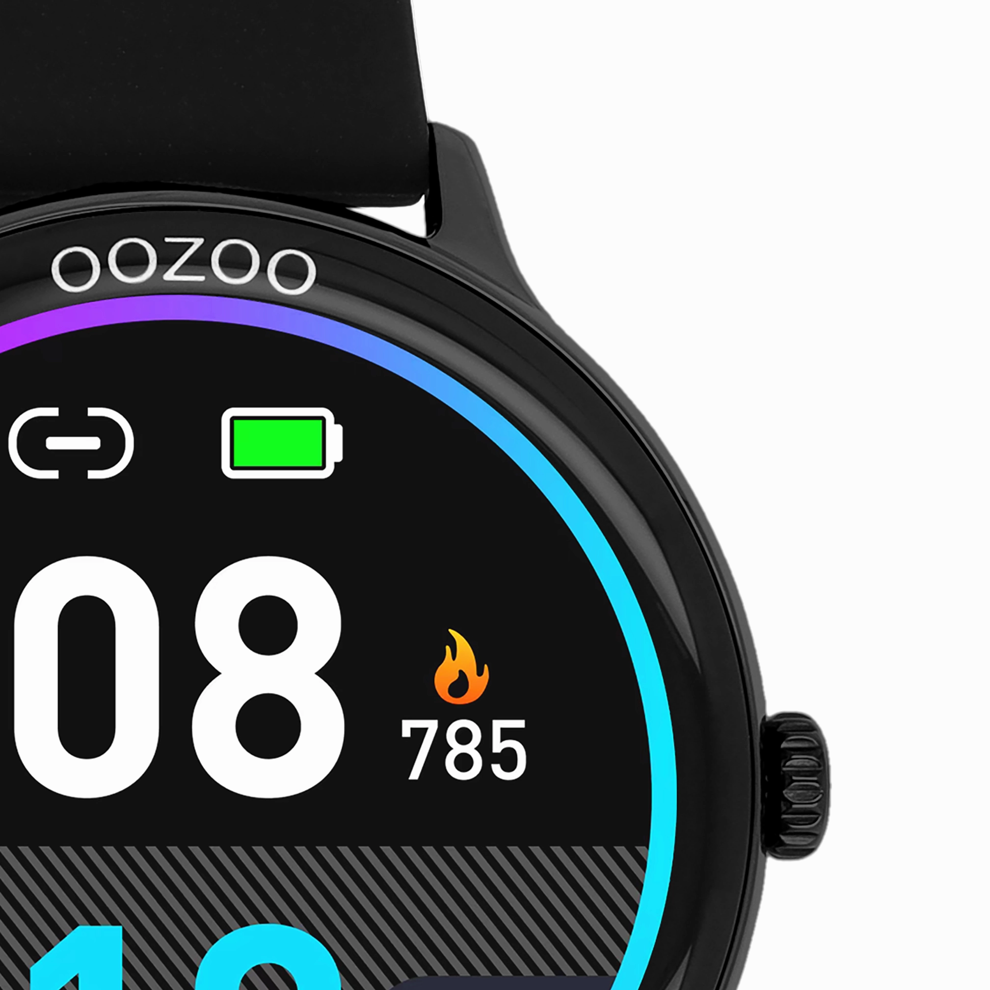 Black OOZOO smartwatch with black rubber strap - Q00134