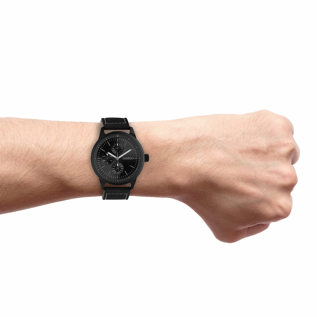Black OOZOO watch with leather strap - C10909