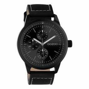 Black OOZOO watch with leather strap - C10909