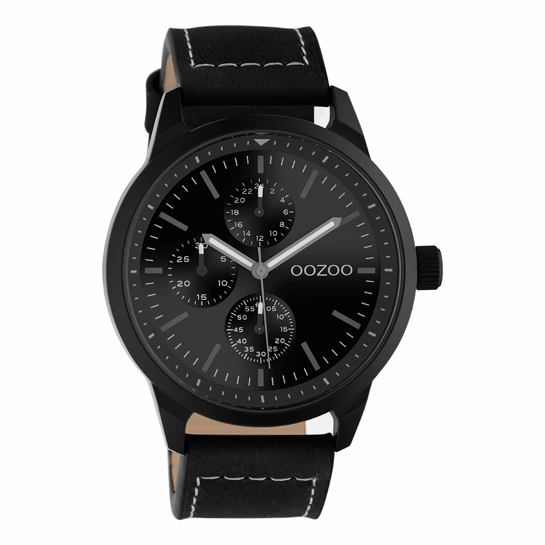 Black OOZOO watch with leather strap - C10909