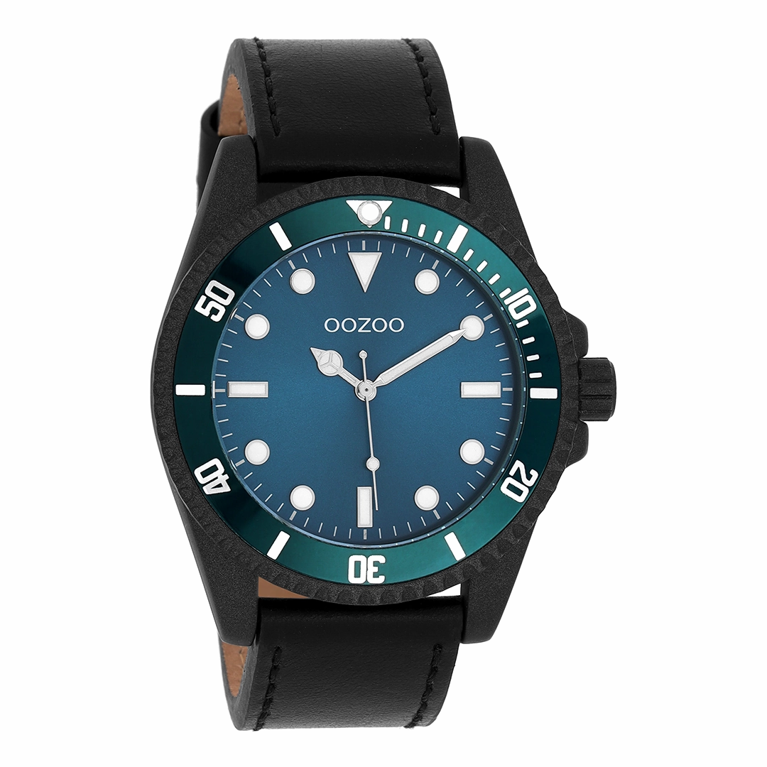 Black OOZOO watch with leather strap - C11118