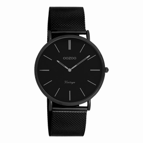 Black OOZOO watch with metal mesh bracelet - C9933